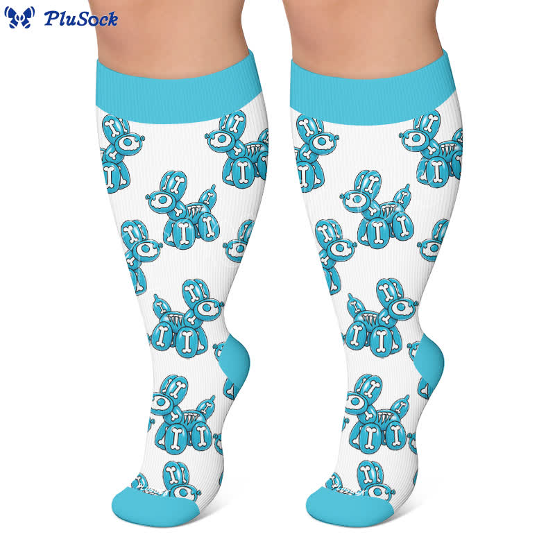 Plusock Plus Size Balloon Dog Skull Compression Socks - image 7