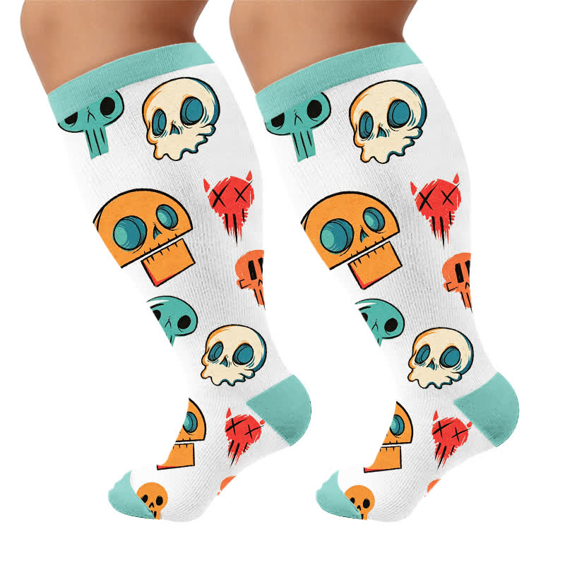 Plusock Plus Size Balloon Dog Skull Compression Socks - Green(1 Pair) - 4XL - image 9