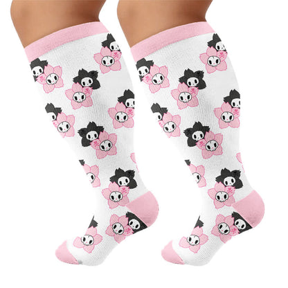Plusock Plus Size Balloon Dog Skull Compression Socks - Pink(1 Pair) - 4XL - image 8