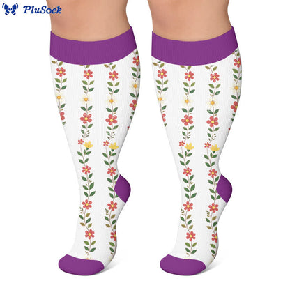 Plusock Plus Size Floral Ribbed Compression Socks - image 5