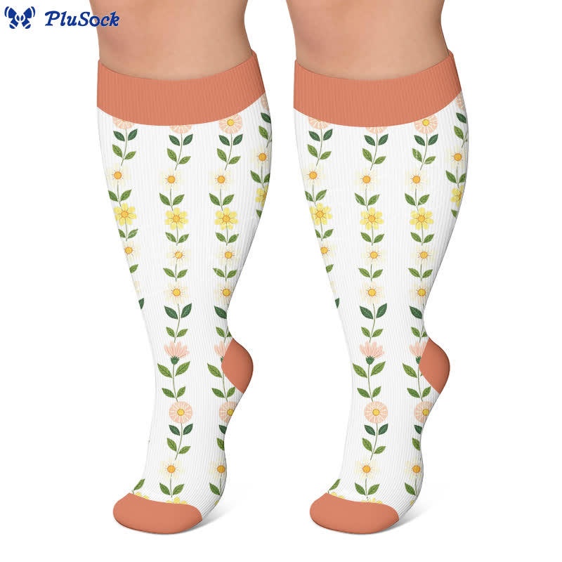 Plusock Plus Size Floral Ribbed Compression Socks - image 6