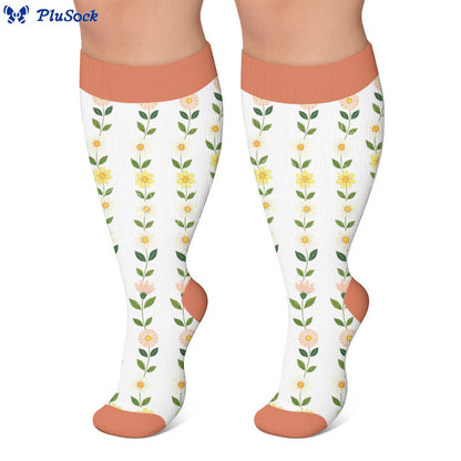 Plusock Plus Size Floral Ribbed Compression Socks - image 6