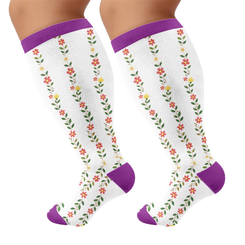 Plusock Plus Size Floral Ribbed Compression Socks - image 8