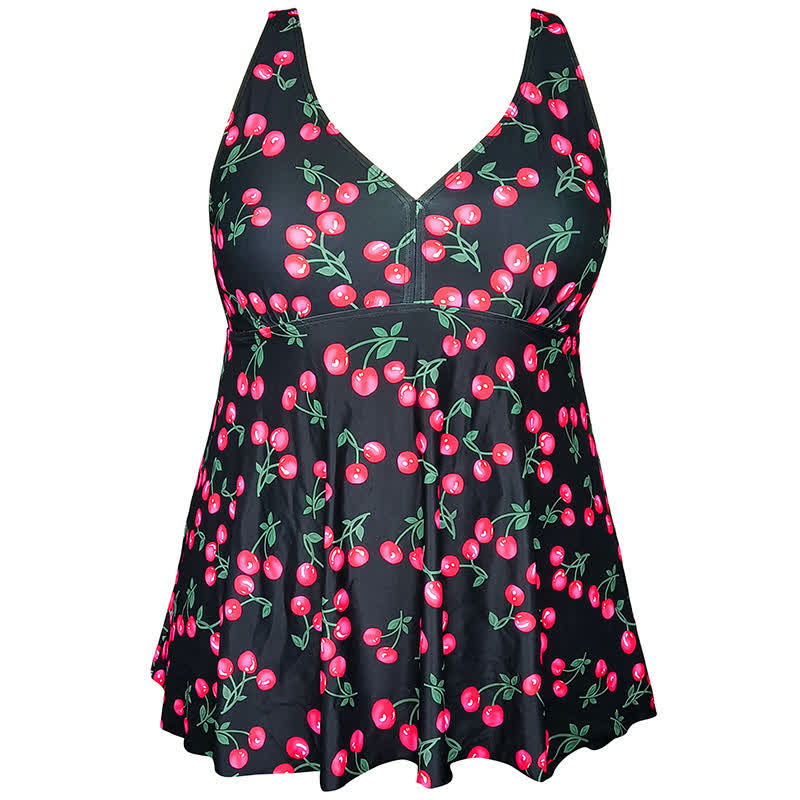 Plusock Leopard Flower Print Empire Waist Swim Dress - image 17