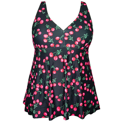 Plusock Leopard Flower Print Empire Waist Swim Dress - image 17