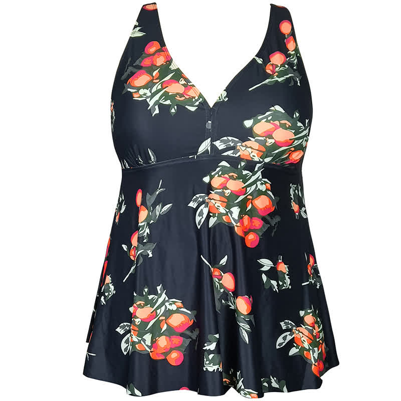Plusock Leopard Flower Print Empire Waist Swim Dress - image 14