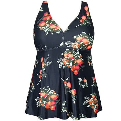 Plusock Leopard Flower Print Empire Waist Swim Dress - image 14