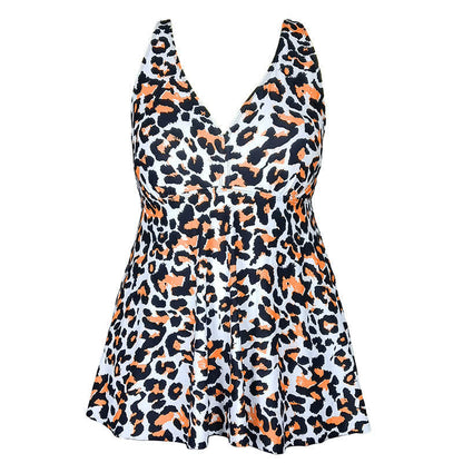 Plusock Leopard Flower Print Empire Waist Swim Dress - image 20