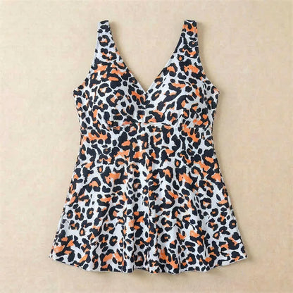 Plusock Leopard Flower Print Empire Waist Swim Dress - image 22