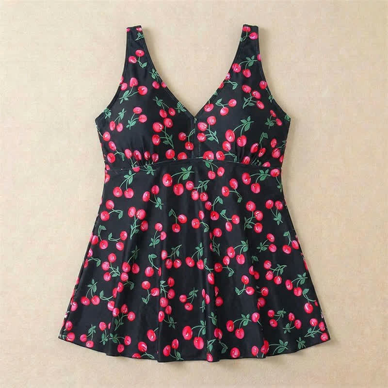Plusock Leopard Flower Print Empire Waist Swim Dress - image 19