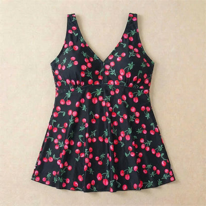 Plusock Leopard Flower Print Empire Waist Swim Dress - image 19