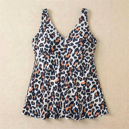 Plusock Leopard Flower Print Empire Waist Swim Dress - image 13