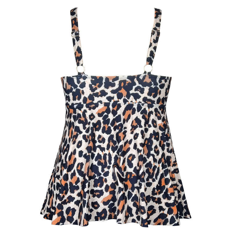 Plusock Leopard Flower Print Empire Waist Swim Dress - image 12