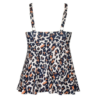 Plusock Leopard Flower Print Empire Waist Swim Dress - image 12