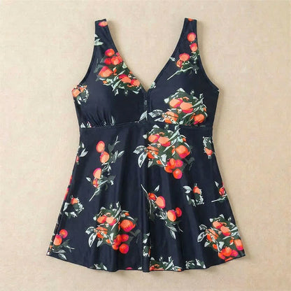 Plusock Leopard Flower Print Empire Waist Swim Dress - image 16