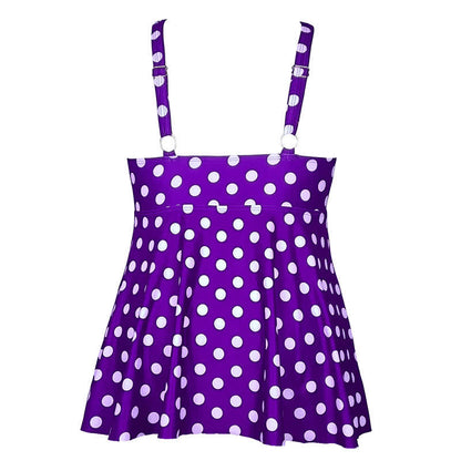 Plusock Flower Polka Dot Print V Neck Swim Dress - image 10