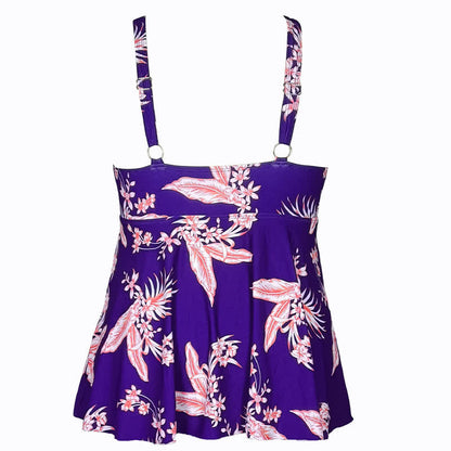 Plusock Flower Polka Dot Print V Neck Swim Dress - image 16