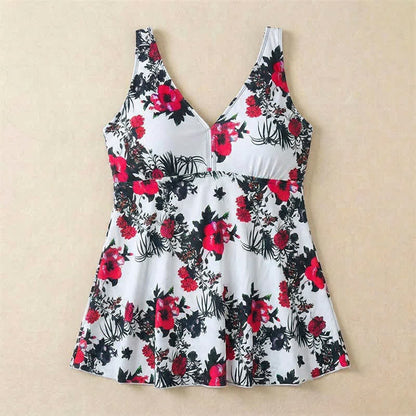 Plusock Flower Polka Dot Print V Neck Swim Dress - image 14