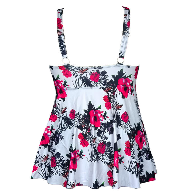 Plusock Flower Polka Dot Print V Neck Swim Dress - image 13