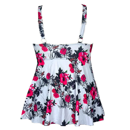 Plusock Flower Polka Dot Print V Neck Swim Dress - image 13