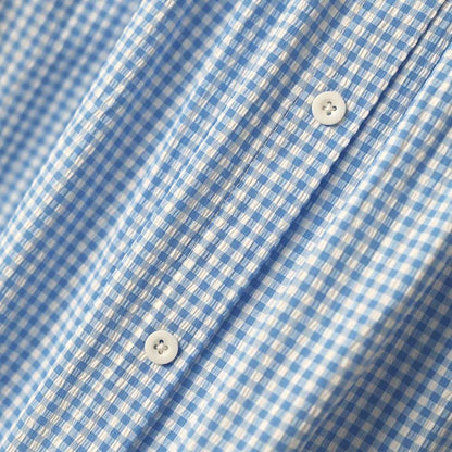 Plusock Plus Size Blue Gingham Eyelet Short Sleeve Blouse - image 4