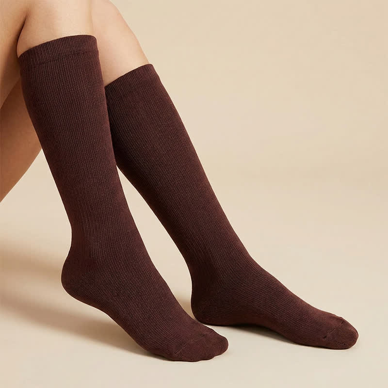 Plusock Plus Size Solid Color Anti-slip Compression Socks(6 Pairs) - image 5