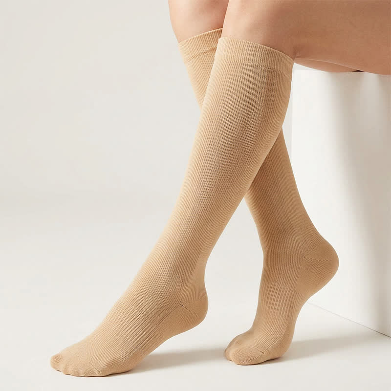 Plusock Plus Size Solid Color Anti-slip Compression Socks(6 Pairs) - image 2
