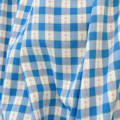Plusock Plus Size Blue Gingham Square Neck Puff Sleeve Midi Dress - image 4