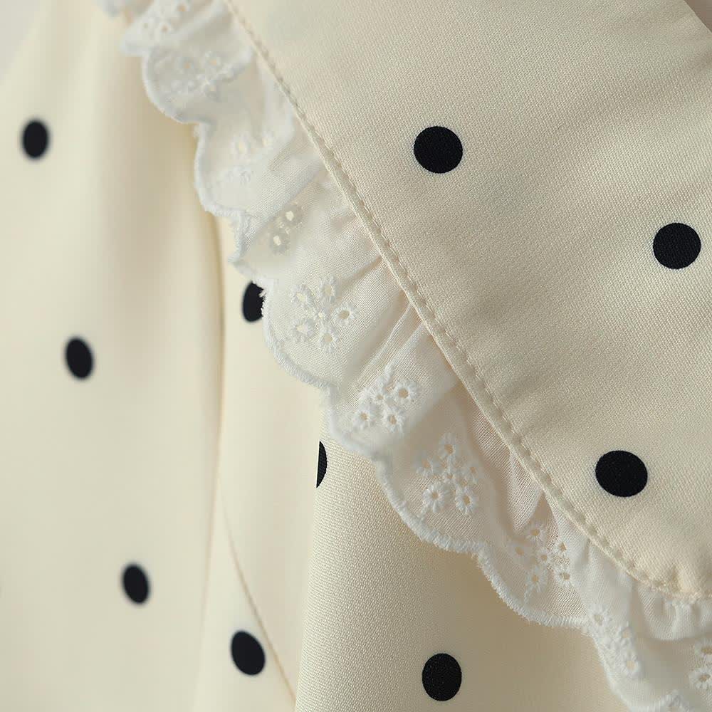 Plusock Plus Size Polka Dot Lace Collar Midi Dress - image 6
