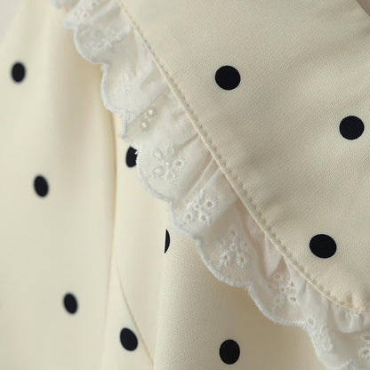 Plusock Plus Size Polka Dot Lace Collar Midi Dress - image 6