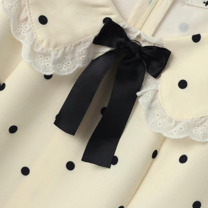 Plusock Plus Size Polka Dot Lace Collar Midi Dress - image 3