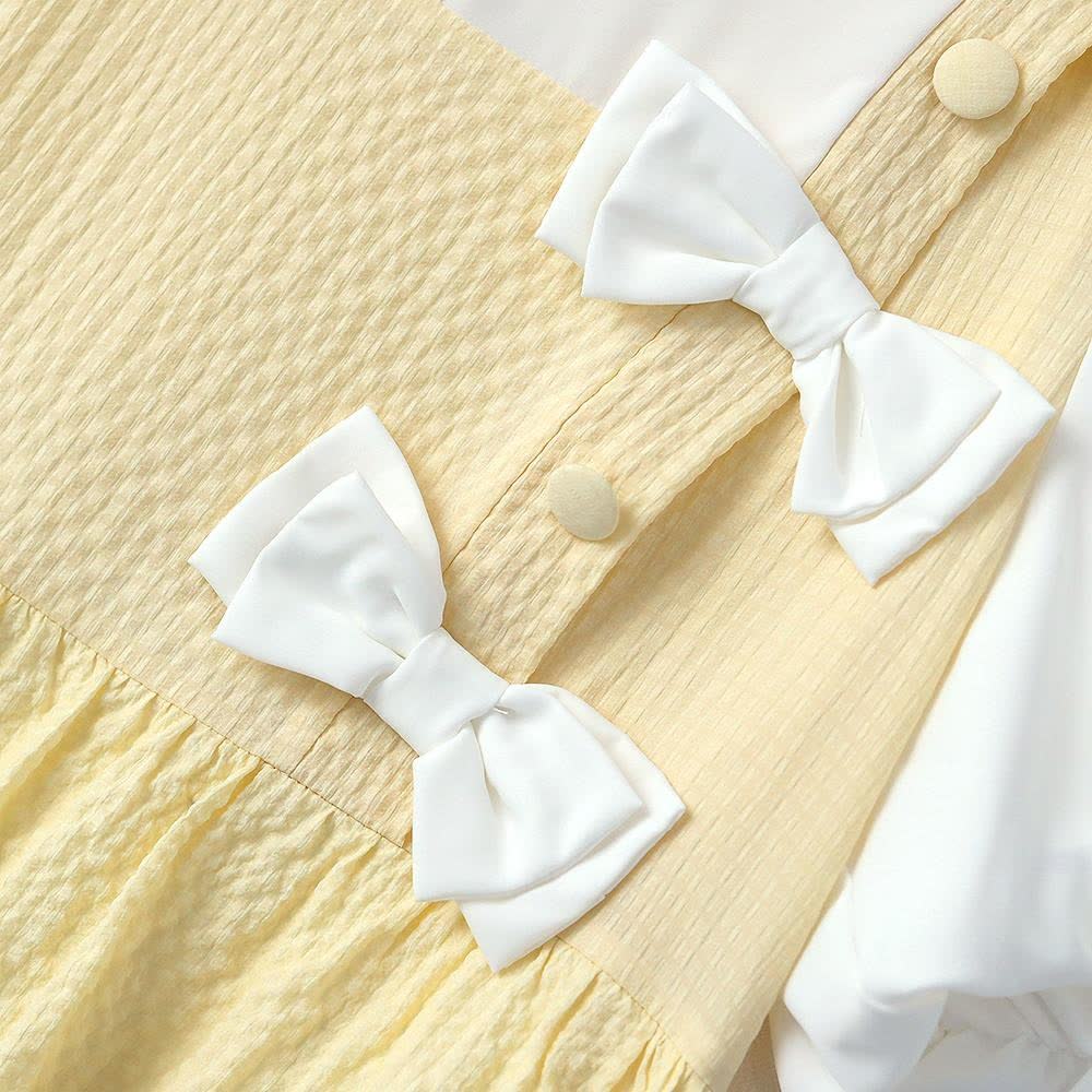 Plusock Sweet Bow Smocked Mock Two Piece Midi Dress - image 4