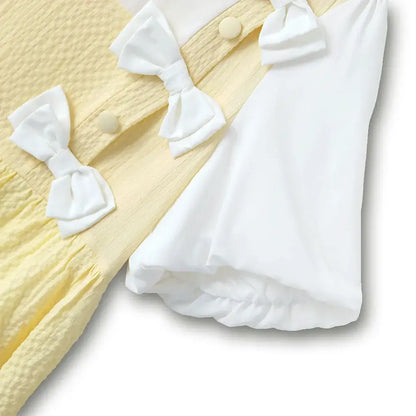 Plusock Sweet Bow Smocked Mock Two Piece Midi Dress - image 2