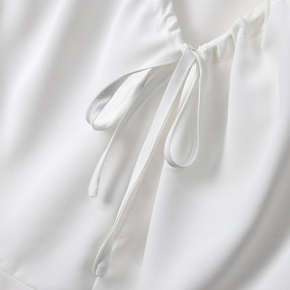 Plusock Plus-Size V Neck Tie-Neck Ruffle Peplum Blouse - image 3