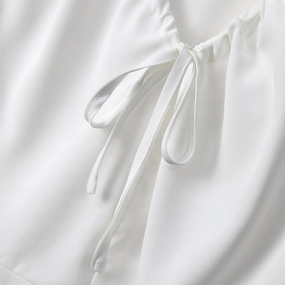 Plusock Plus-Size V Neck Tie-Neck Ruffle Peplum Blouse - image 3