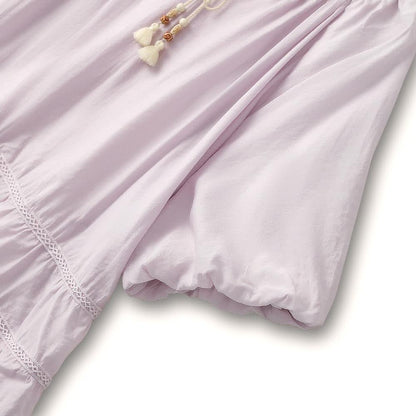 Plusock Plus Size Lavender Tassel Tie Boho Blouse - image 2