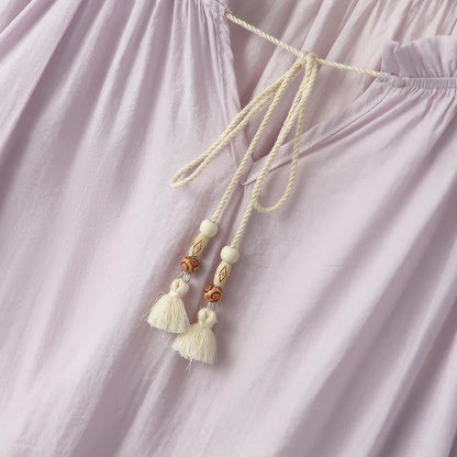 Plusock Plus Size Lavender Tassel Tie Boho Blouse - image 3