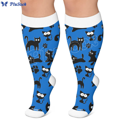 Plusock Plus Size Color Pop Cat Compression Socks - image 6