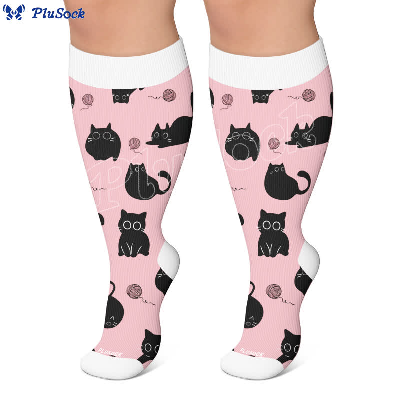 Plusock Plus Size Color Pop Cat Compression Socks - image 7