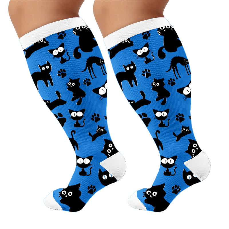 Plusock Plus Size Color Pop Cat Compression Socks - image 9
