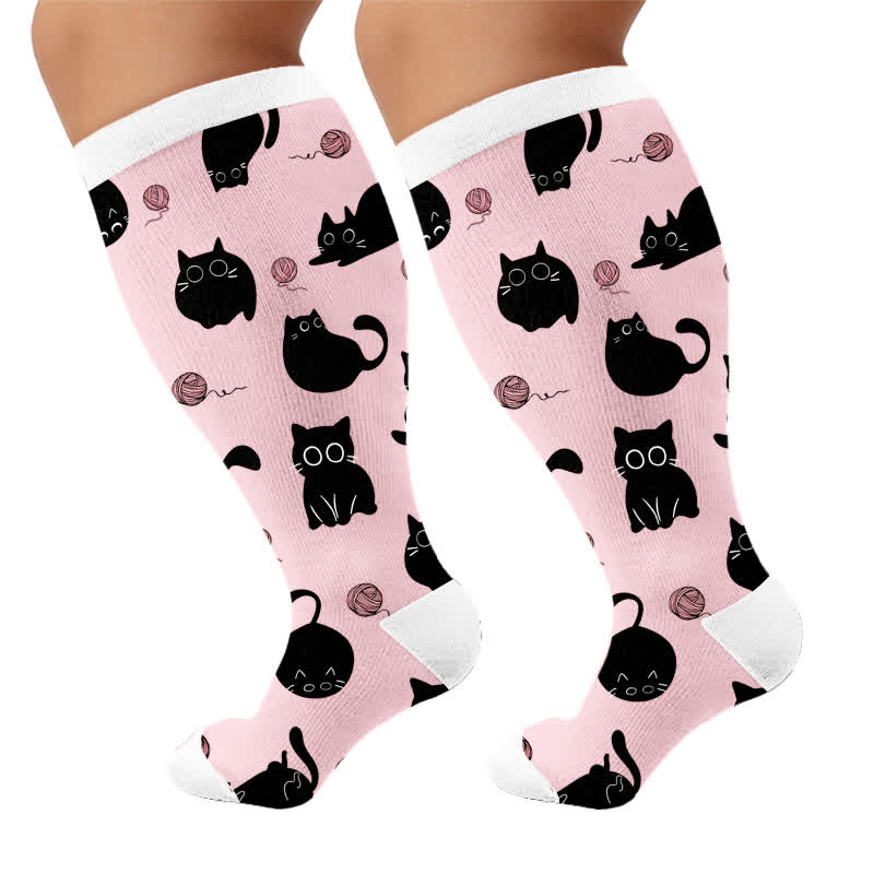 Plusock Plus Size Color Pop Cat Compression Socks - image 10