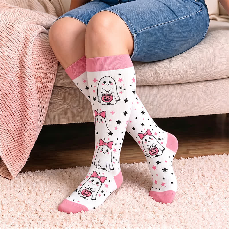 Plusock Plus Size Pink Purple Novelty Compression Socks - Pink(1 Pair) - 4XL - image 1