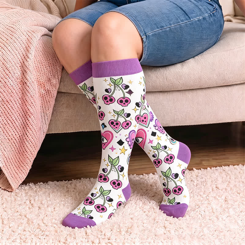 Plusock Plus Size Pink Purple Novelty Compression Socks - Purple(1 Pair) - 4XL - image 3