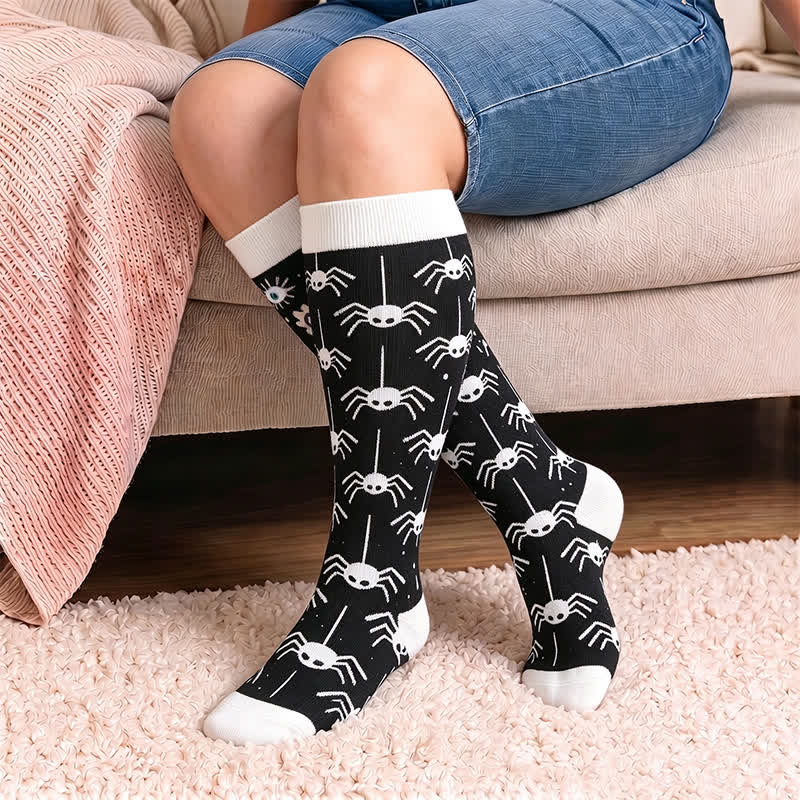 Plusock Plus Size Pink Purple Novelty Compression Socks - Black(1 Pair) - 4XL - image 2