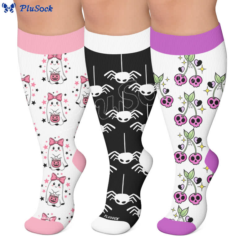 Plusock Plus Size Pink Purple Novelty Compression Socks - image 0