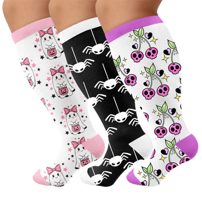 Plusock Plus Size Pink Purple Novelty Compression Socks - Multicolor(3 Pairs) - 4XL - image 4