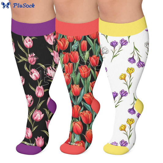 Plusock Plus Size Cottage Floral Compression Socks - image 0