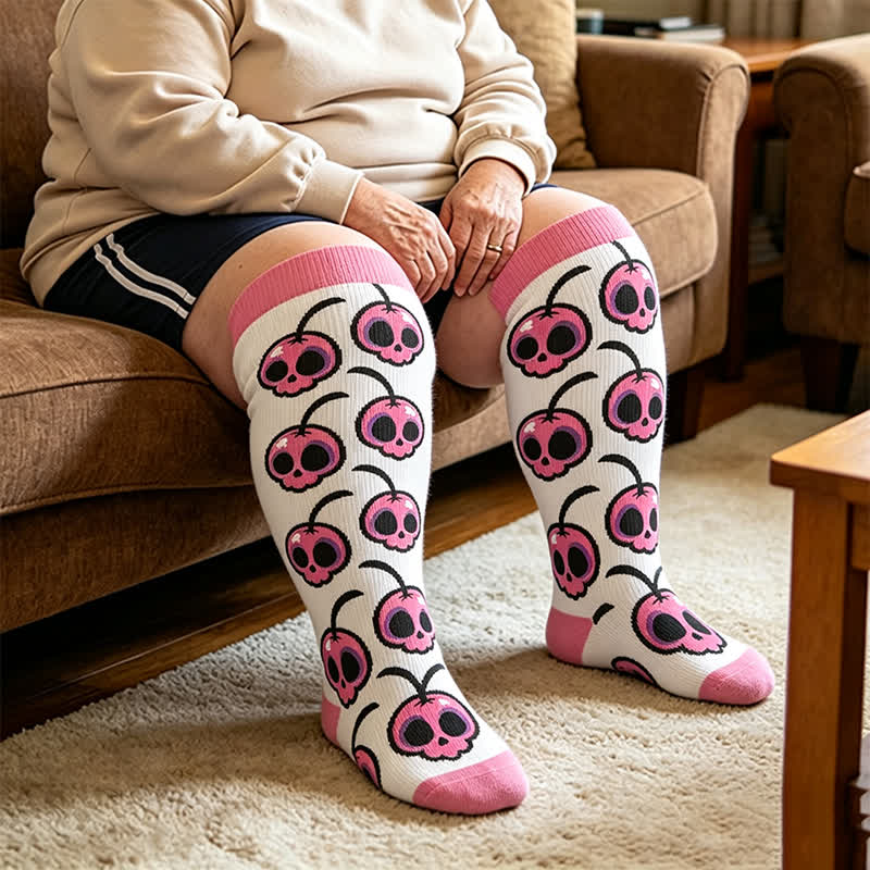 Plusock Plus Size Cartoon Alt Compression Socks - White(1 Pair) - 4XL - image 2