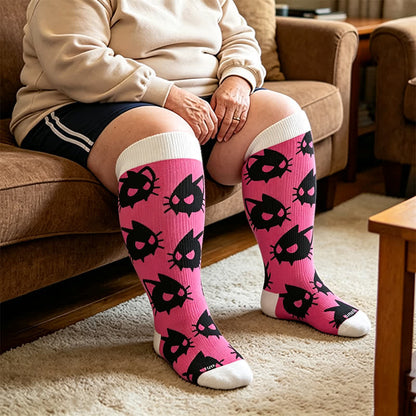 Plusock Plus Size Cartoon Alt Compression Socks - Pink(1 Pair) - 4XL - image 3
