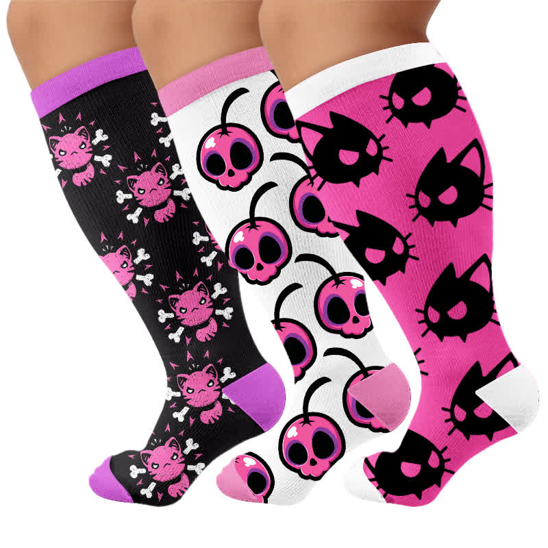 Plusock Plus Size Cartoon Alt Compression Socks - Multicolor(3 Pairs) - 4XL - image 4